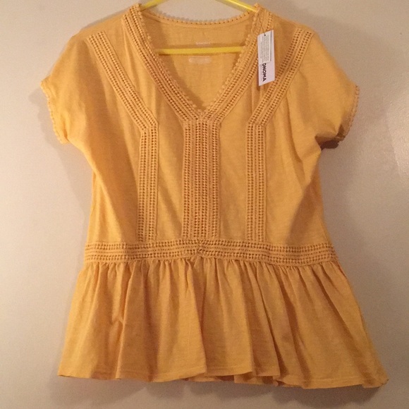 Sonoma Tops - NWT 🌼 SONOMA COTTON PEPLUM BOHO PEASANT TOP Sz M